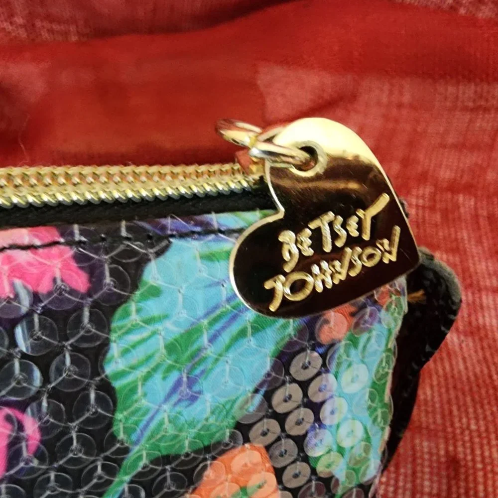 Betsey Johnson multicolor, sequin makeup bag‎